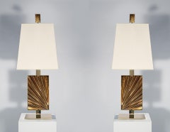 Juego de dos lámparas de sobremesa contemporáneas "Ambra" de cristal y oro de 24 quilates de Ghirò Studio