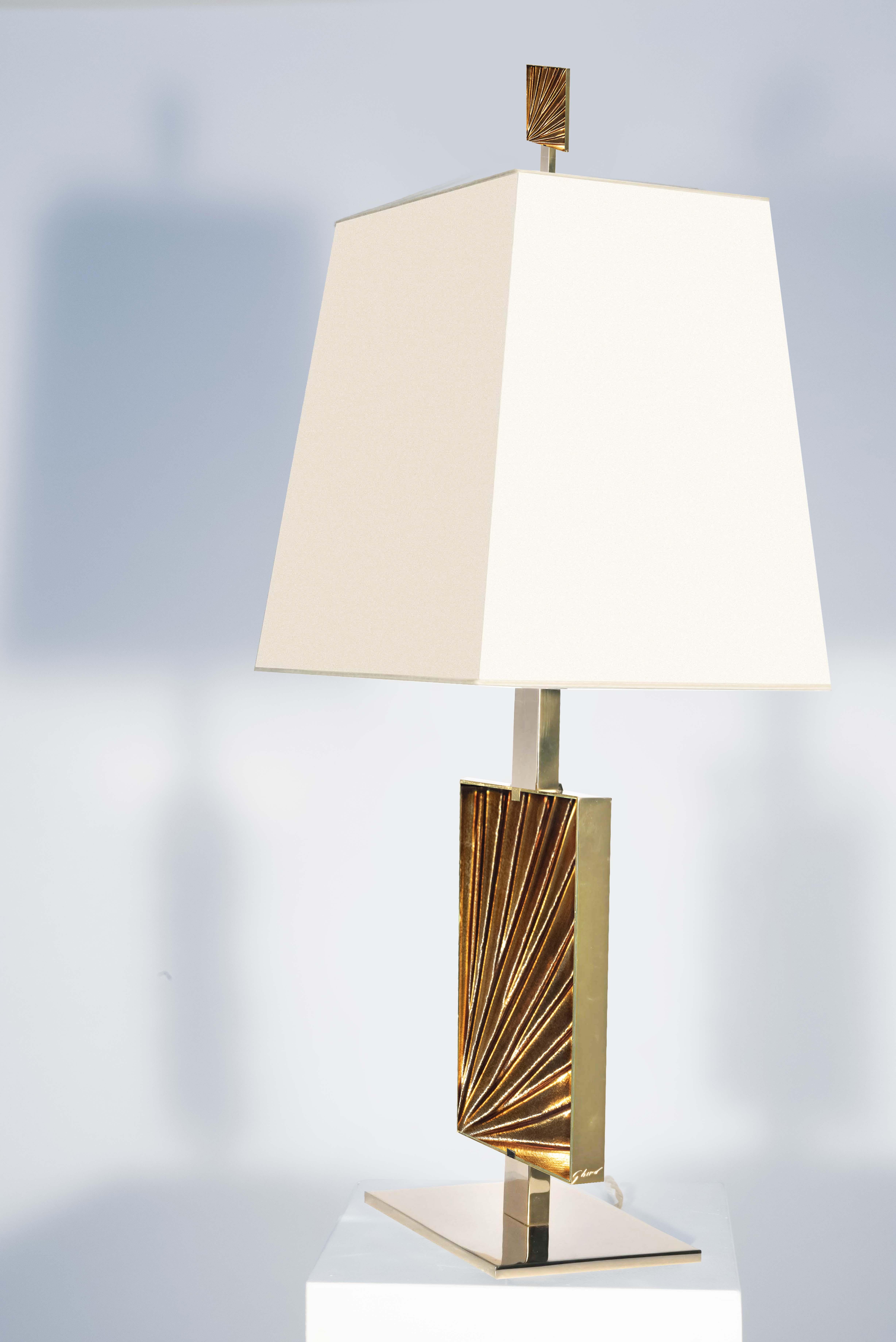 Modern Contemporary 'Ambra' Set of Two Table Lamps Crystal and 24ktGold by Ghirò Studio For Sale