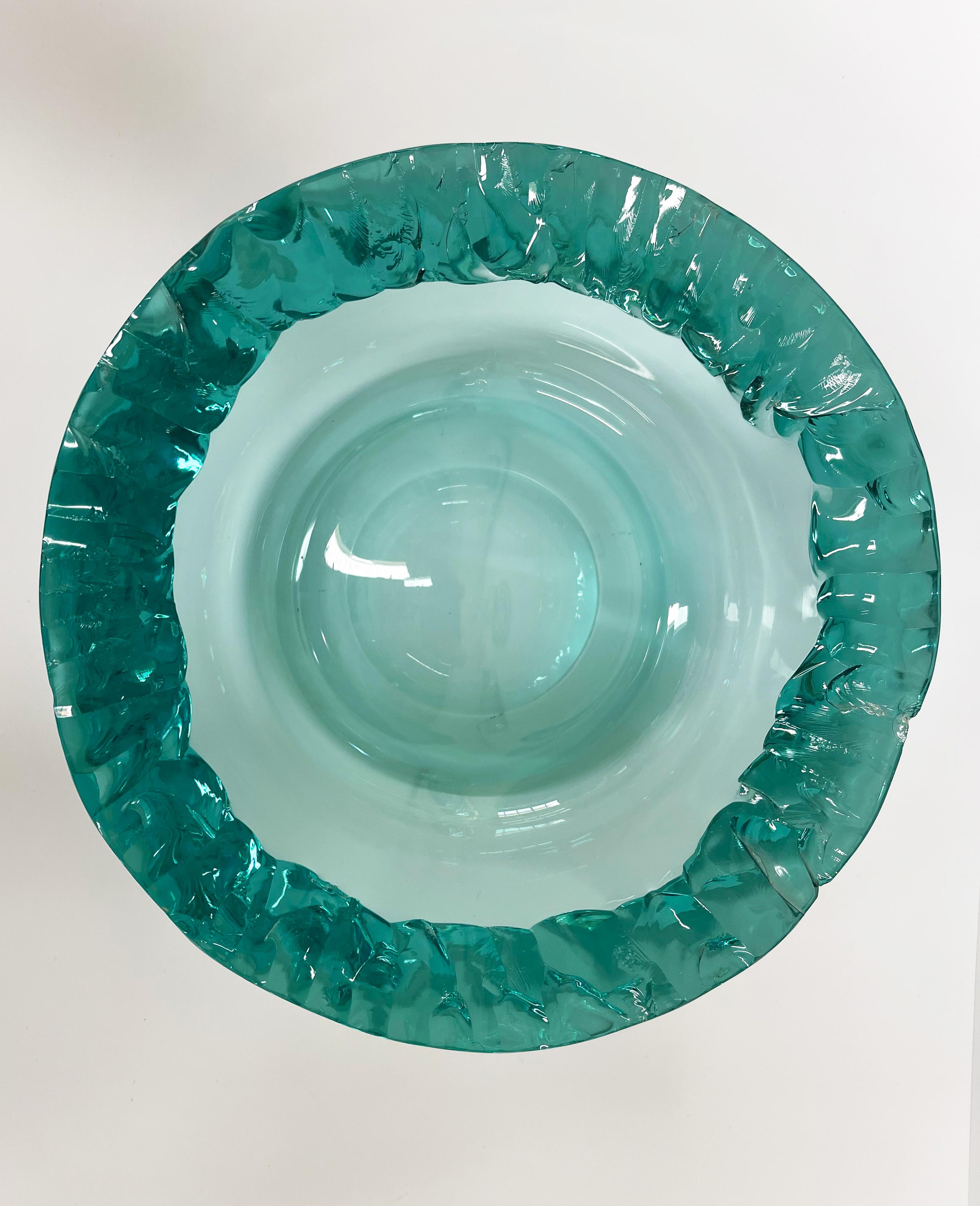 Bol Artistique Contemporain Cristal Aigue Marine fait à la main par Ghirò Studio Neuf - En vente à Pieve Emanuele, Milano