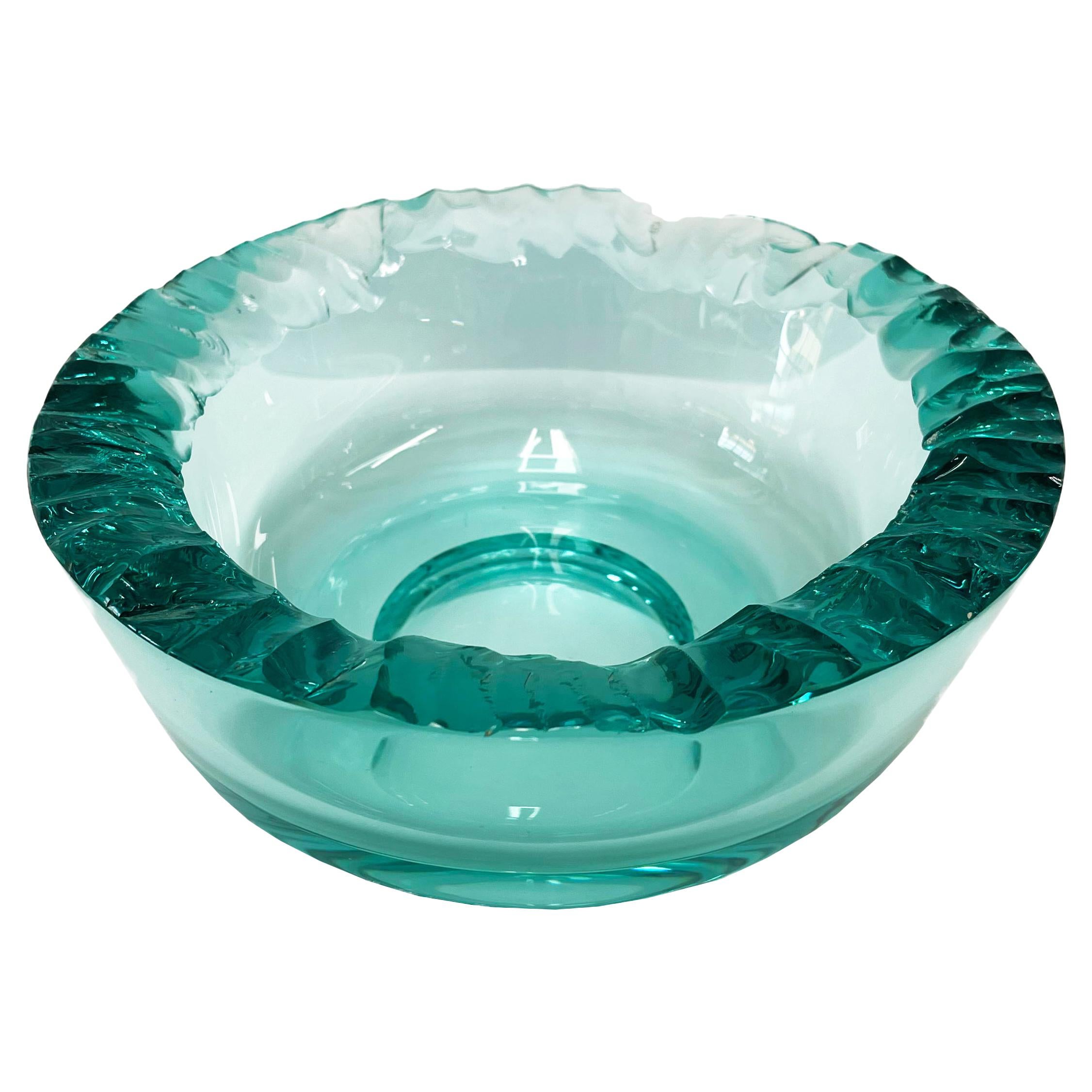 Contemporary Artistic Bowl Hand Crafted Aquamarine Crystal by Ghirò Studio