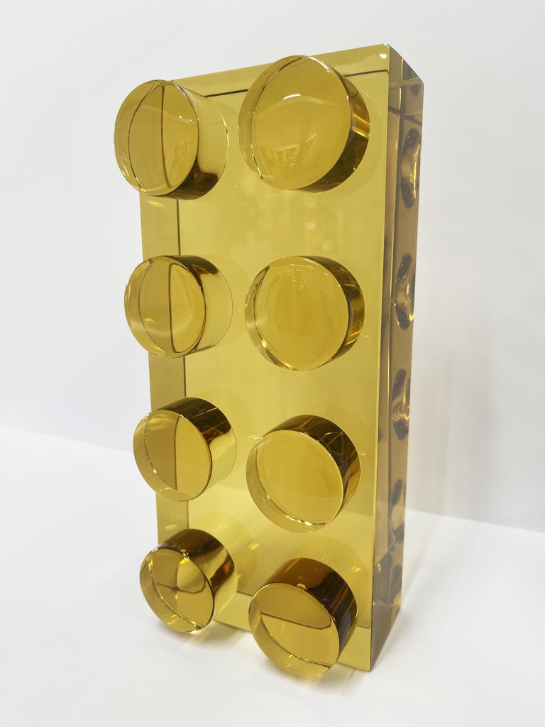 Contemporary 'Brick' Sculpture Hand Crafted Amber Crystal by Ghirò Studio For Sale 5