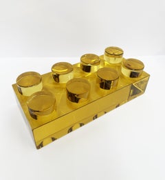 Contemporary 'Brick' Sculpture Hand Crafted Amber Crystal by Ghirò Studio