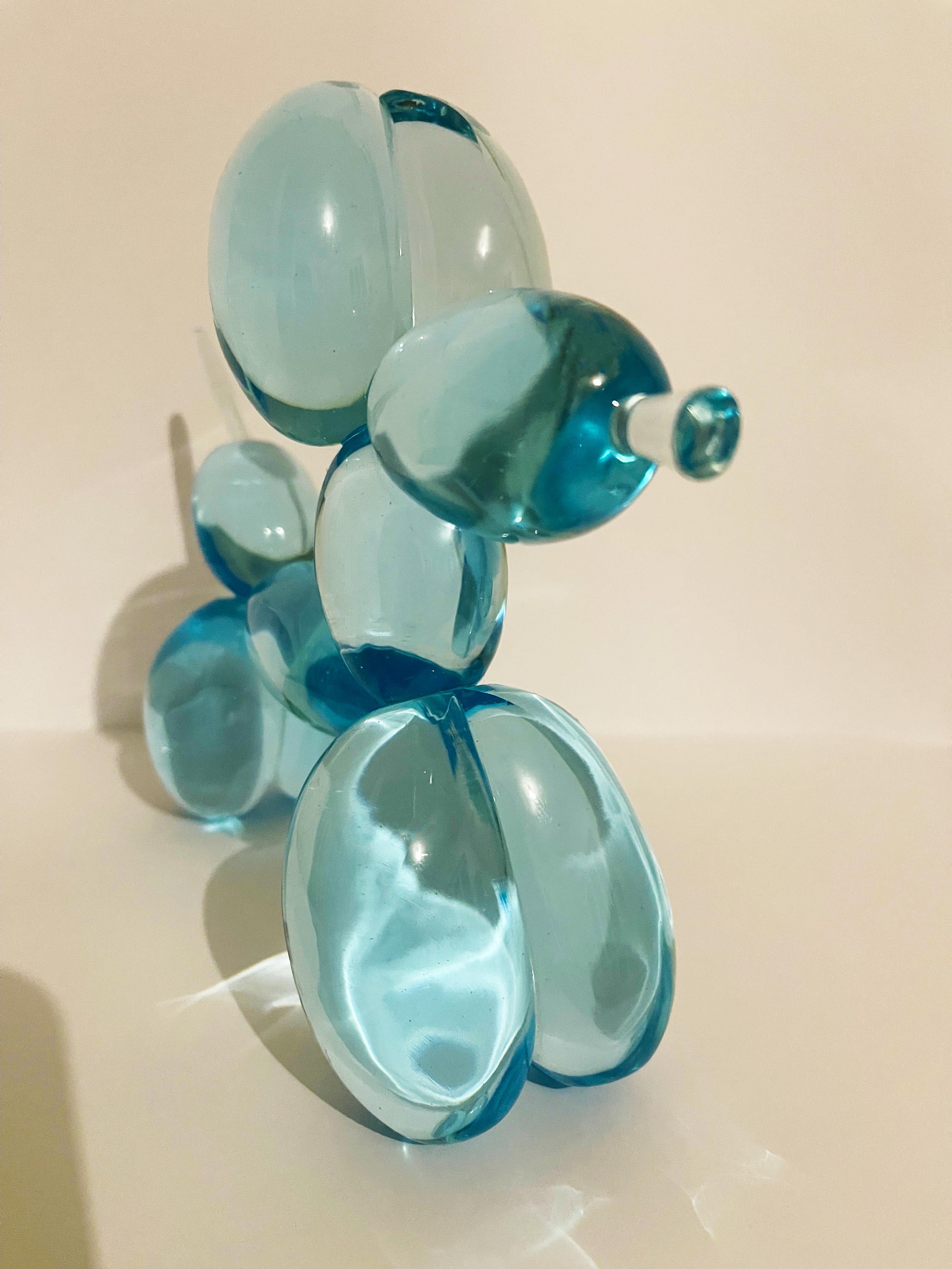 Contemporary 'Dog' Handmade Light Blue Crystal Sculpture by Ghirò Studio 3