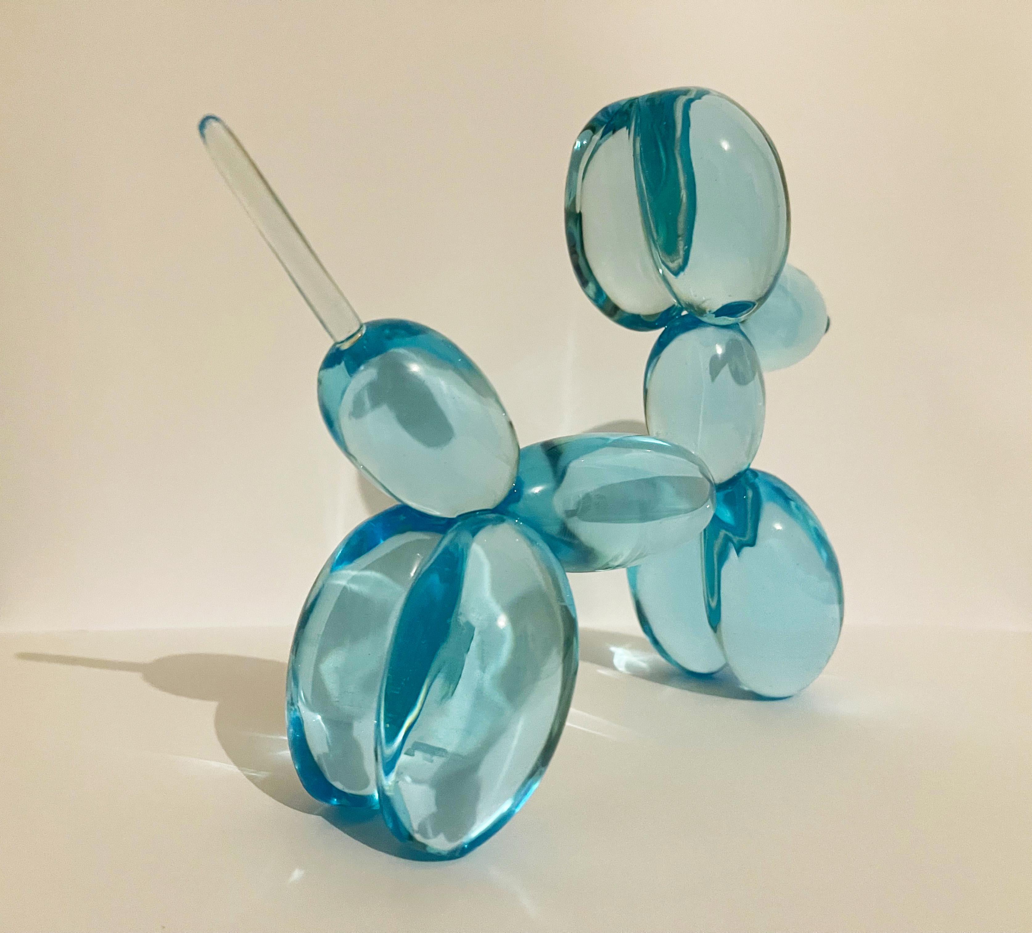 Contemporary 'Dog' Handmade Light Blue Crystal Sculpture by Ghirò Studio 4