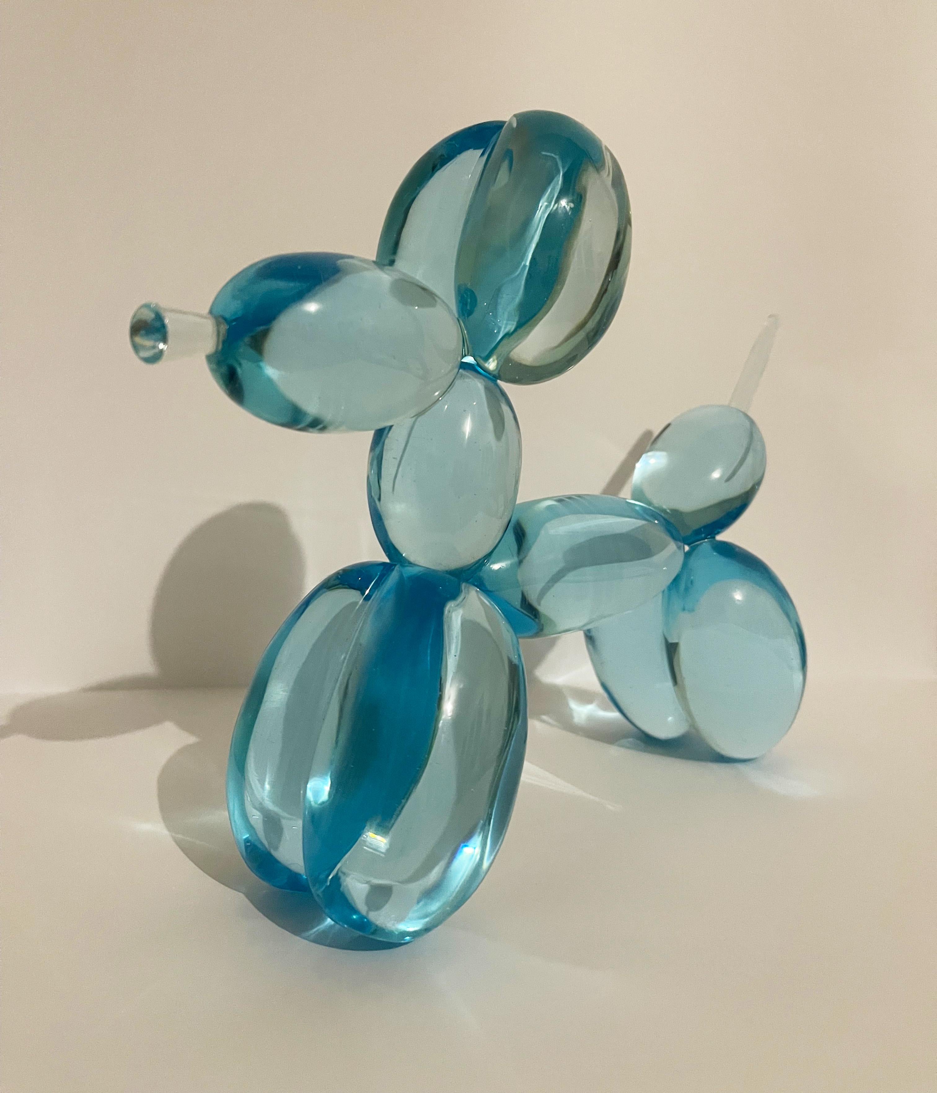 Contemporary 'Dog' Handmade Light Blue Crystal Sculpture by Ghirò Studio 5