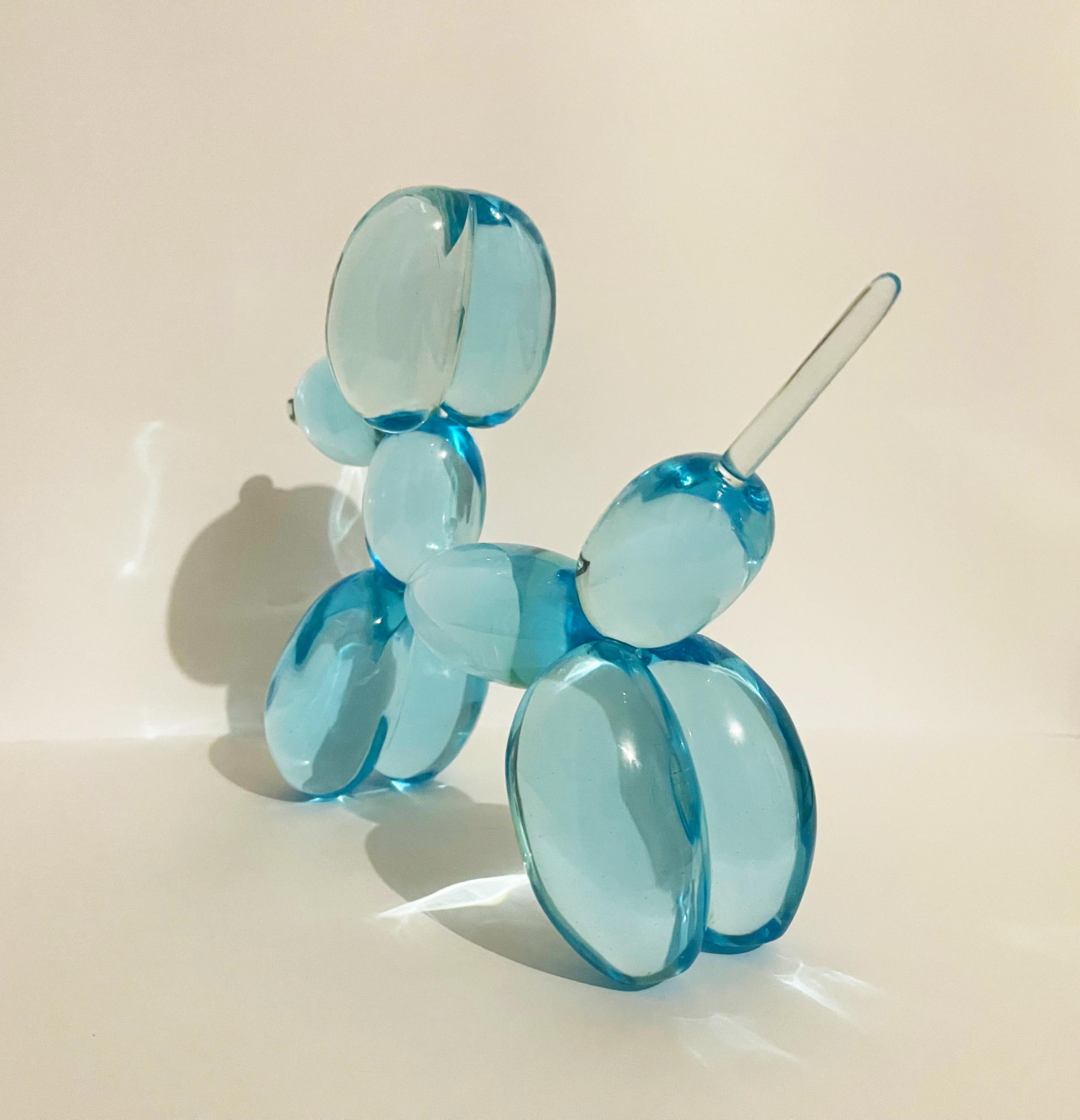 Italian Contemporary 'Dog' Handmade Light Blue Crystal Sculpture by Ghirò Studio