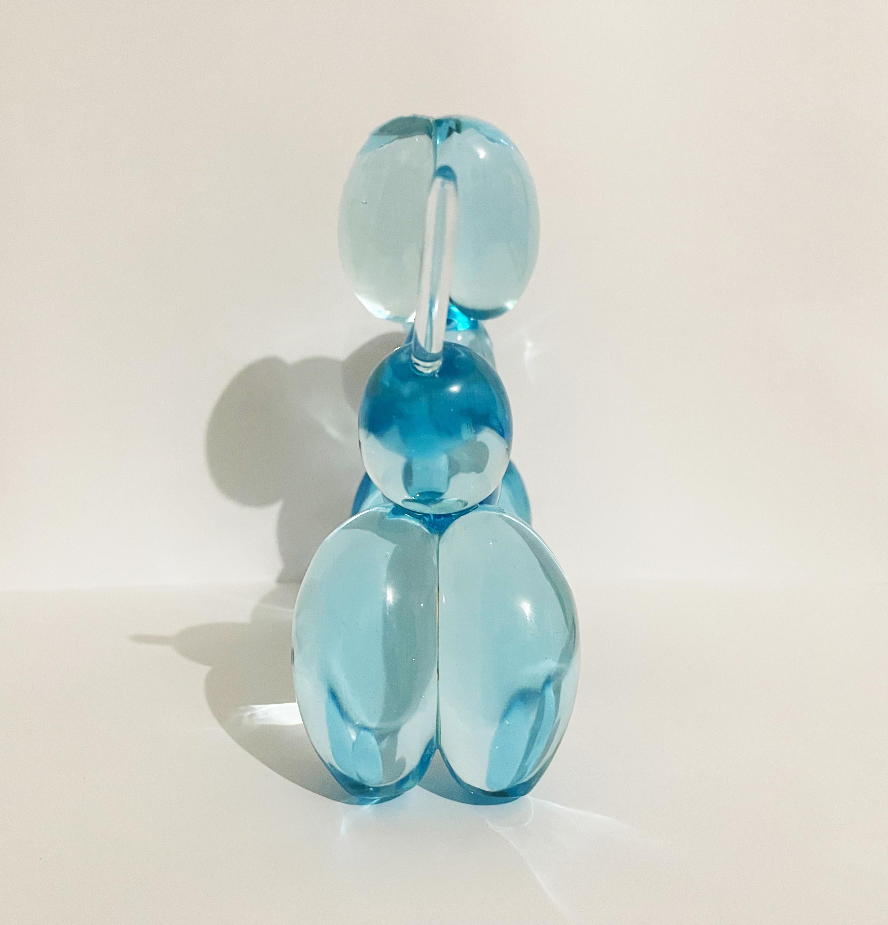 Hand-Crafted Contemporary 'Dog' Handmade Light Blue Crystal Sculpture by Ghirò Studio