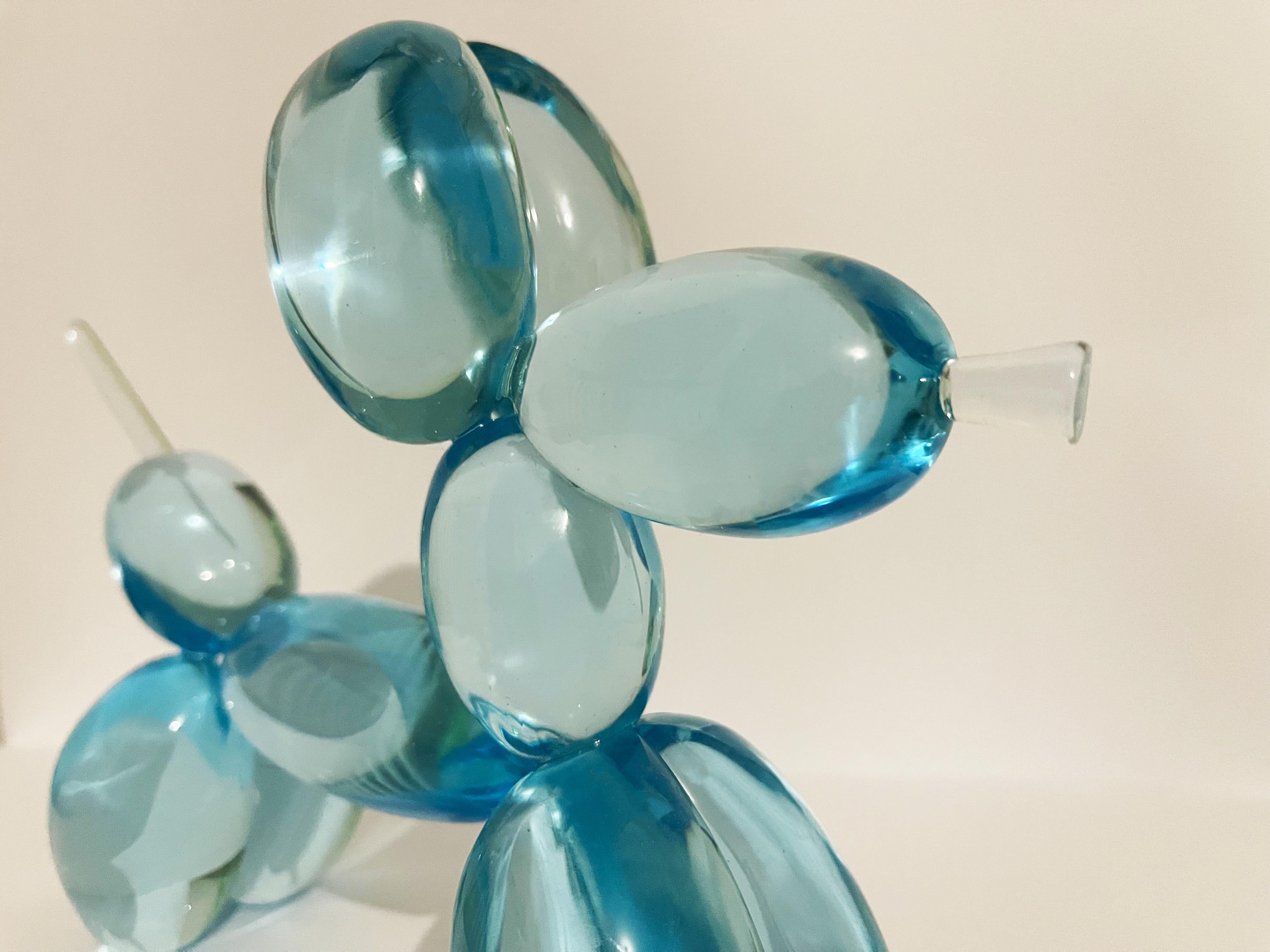 Contemporary 'Dog' Handmade Light Blue Crystal Sculpture by Ghirò Studio 2