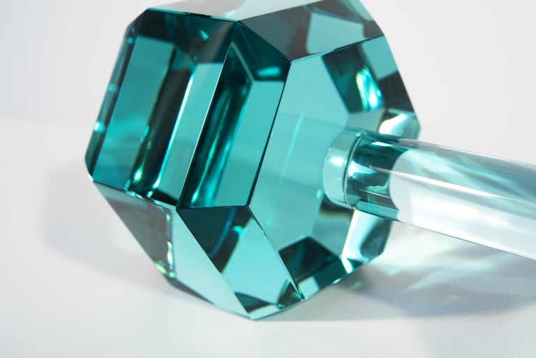 Modern Contemporary 'Dumbbell' Aquamarine Crystal Handmade in Italy by Ghirò Studio For Sale
