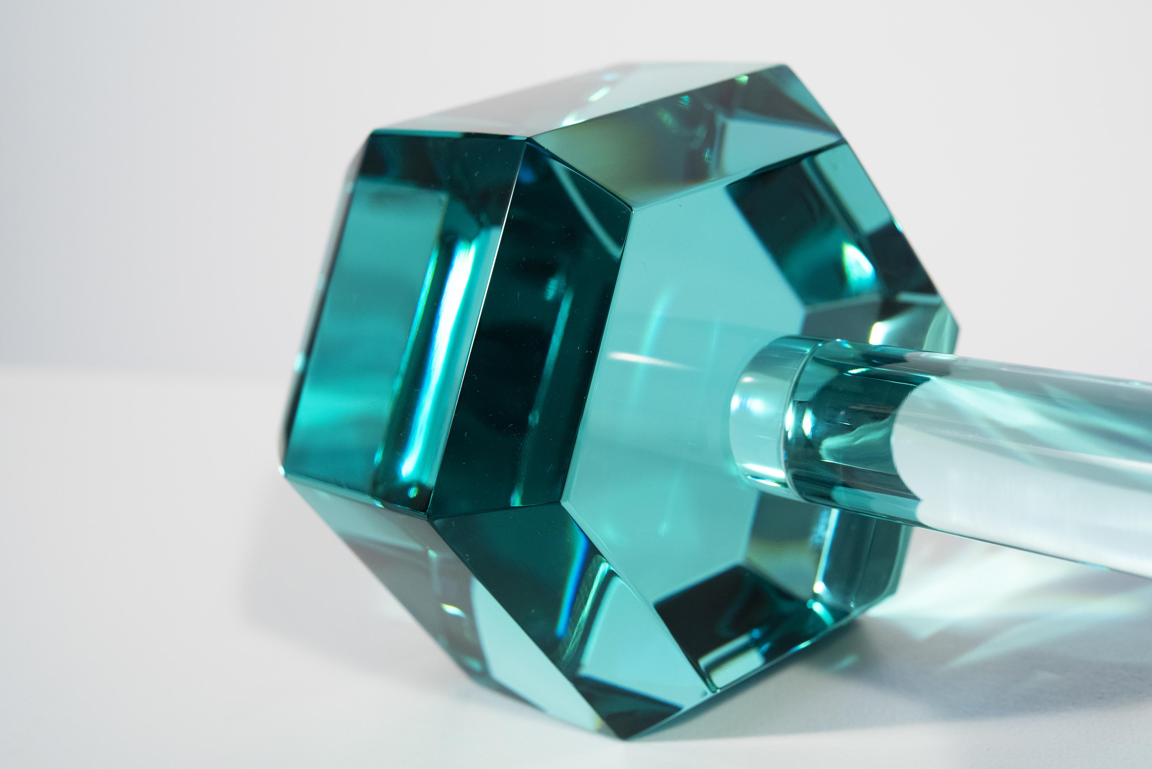 Modern Contemporary 'Dumbbell' Aquamarine Crystal Handmade in Italy by Ghirò Studio For Sale