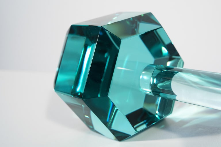 Contemporary 'Dumbbell' Aquamarine Crystal Handmade in Italy by Ghirò Studio In New Condition For Sale In Pieve Emanuele, Milano