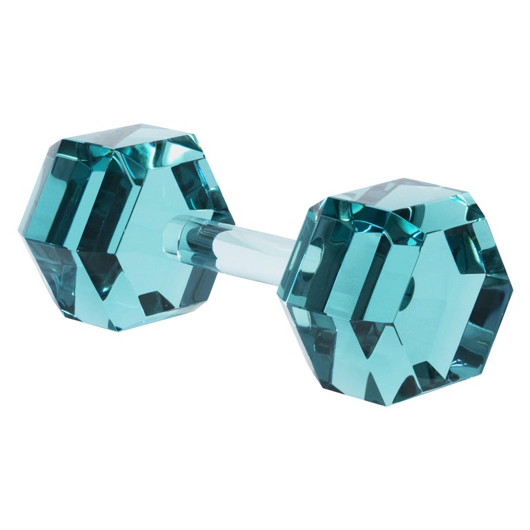 Contemporary 'Dumbbell' Aquamarine Crystal Handmade in Italy by Ghirò Studio For Sale