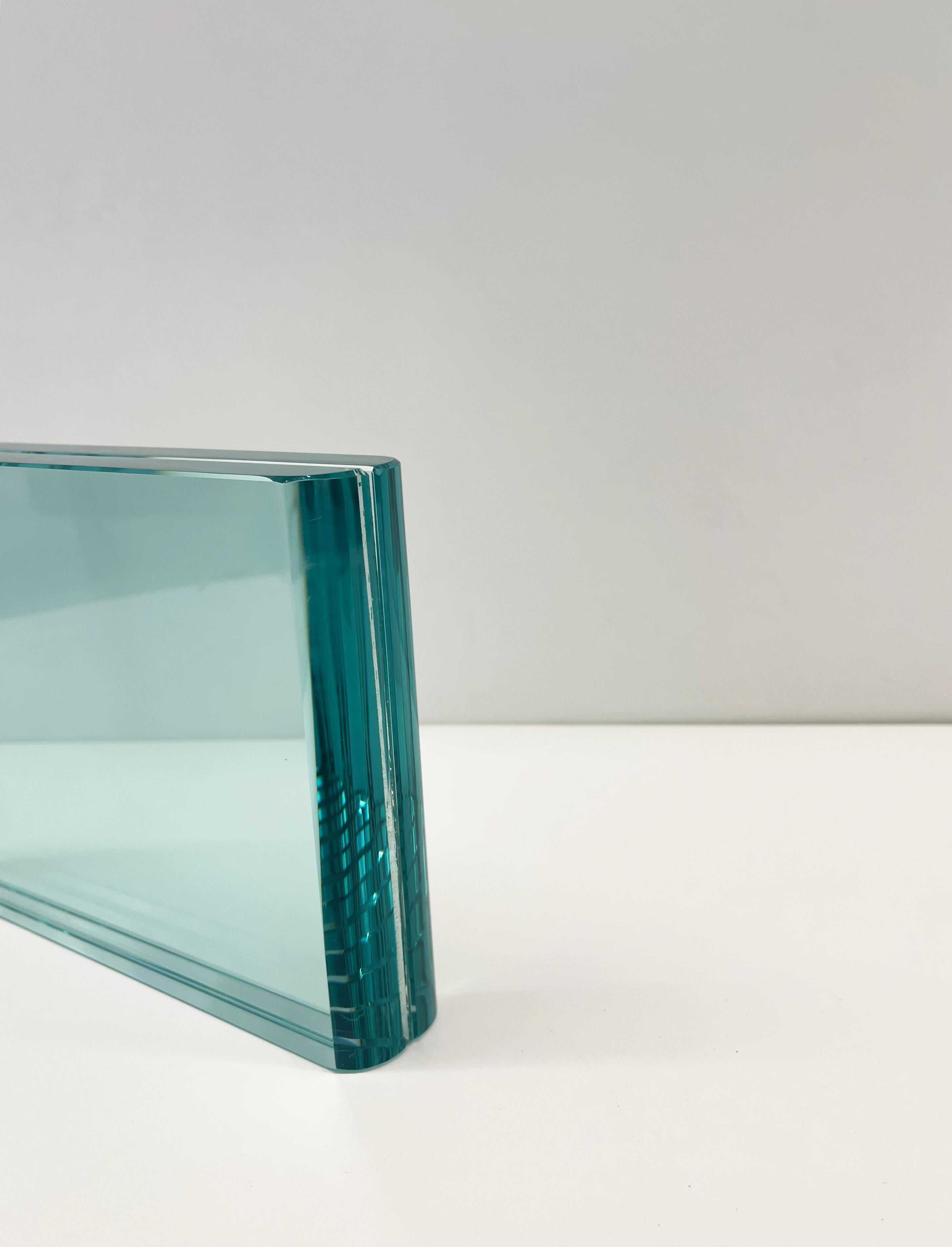 Modern Contemporary Handmade Aquamarine Crystal Horizontal Photo Frame by Ghirò Studio For Sale
