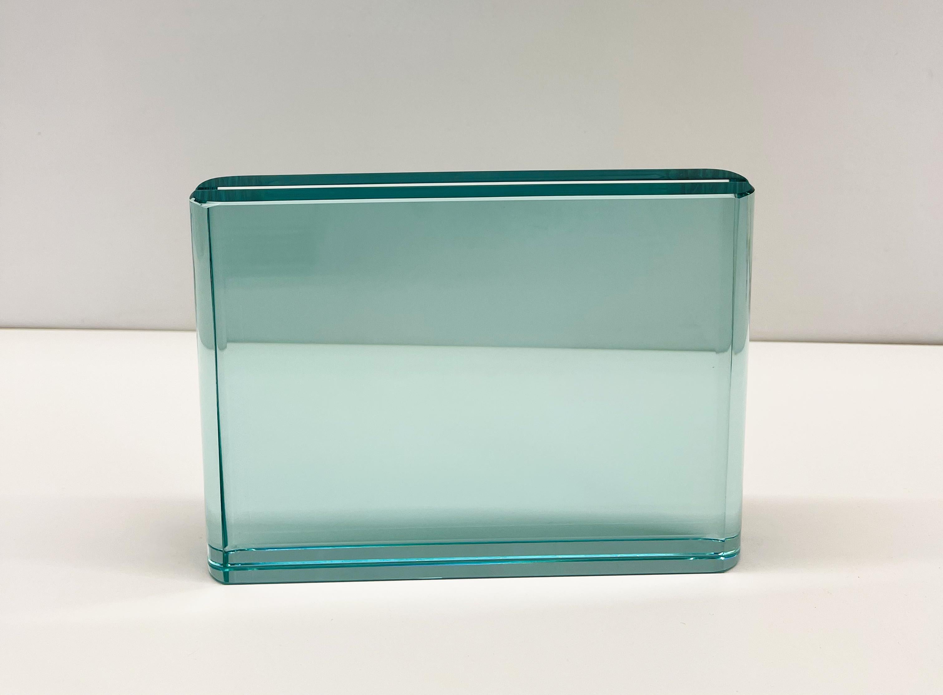 Italian Contemporary Handmade Aquamarine Crystal Horizontal Photo Frame by Ghirò Studio For Sale