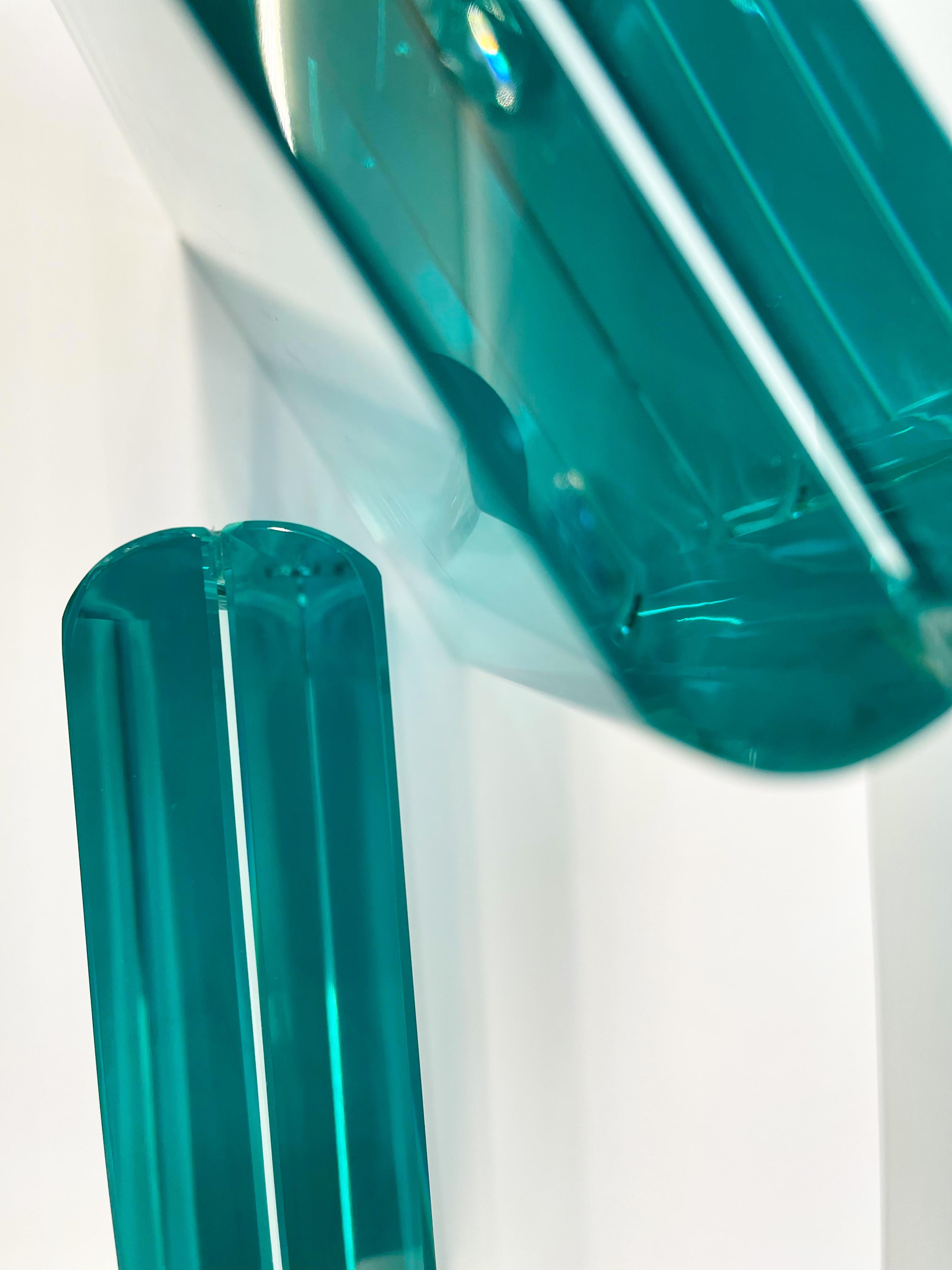 Glass Contemporary Handmade Aquamarine Crystal Horizontal Photo Frame by Ghirò Studio For Sale