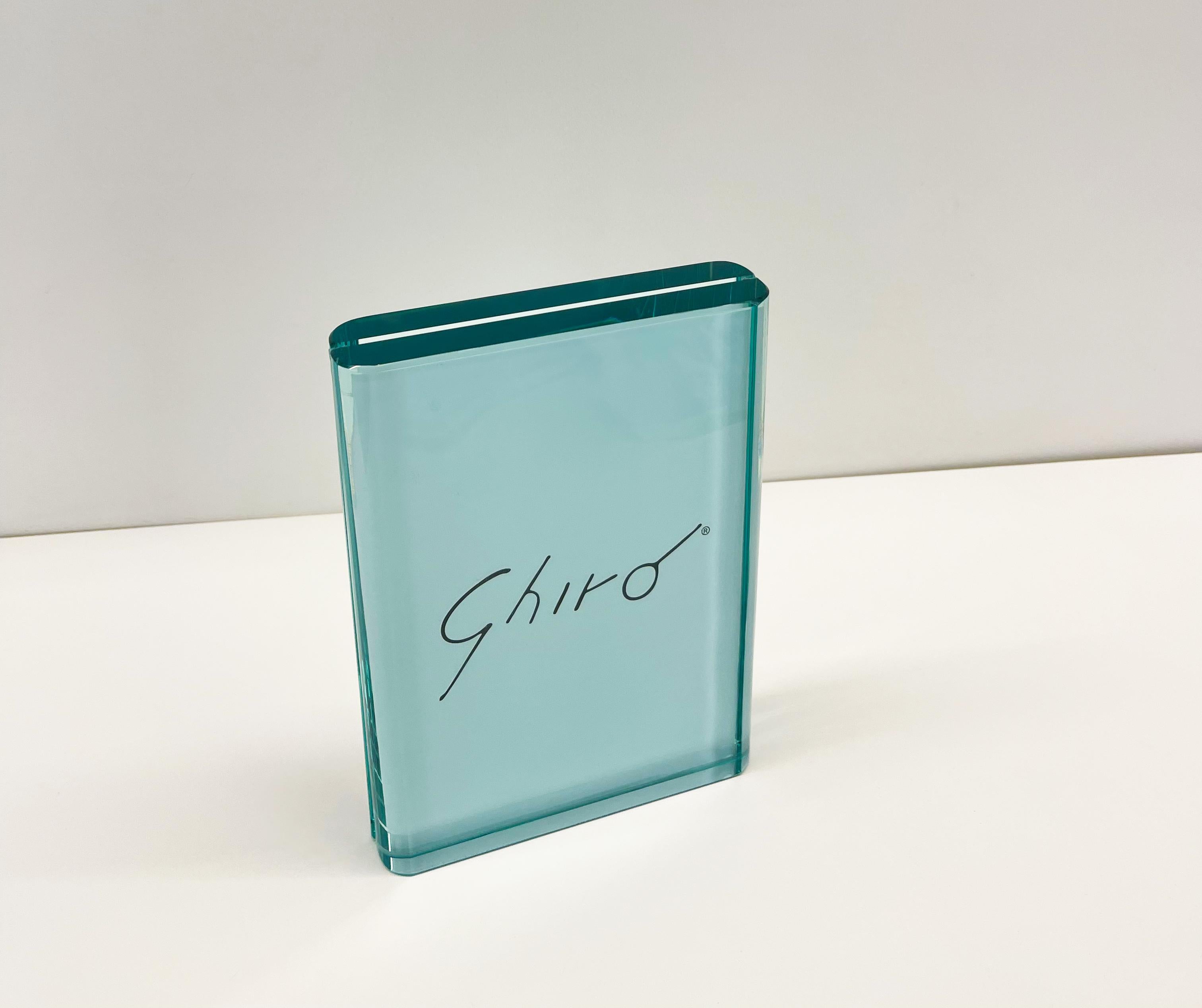 Marco de fotos contemporáneo de cristal vertical aguamarina hecho a mano por Ghirò Studio Vidrio en venta