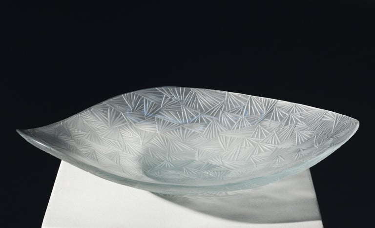 Modern Contemporary 'Ice' Crystal Bowl Satin Hand Engraved Unique Piece by Ghirò Studio For Sale