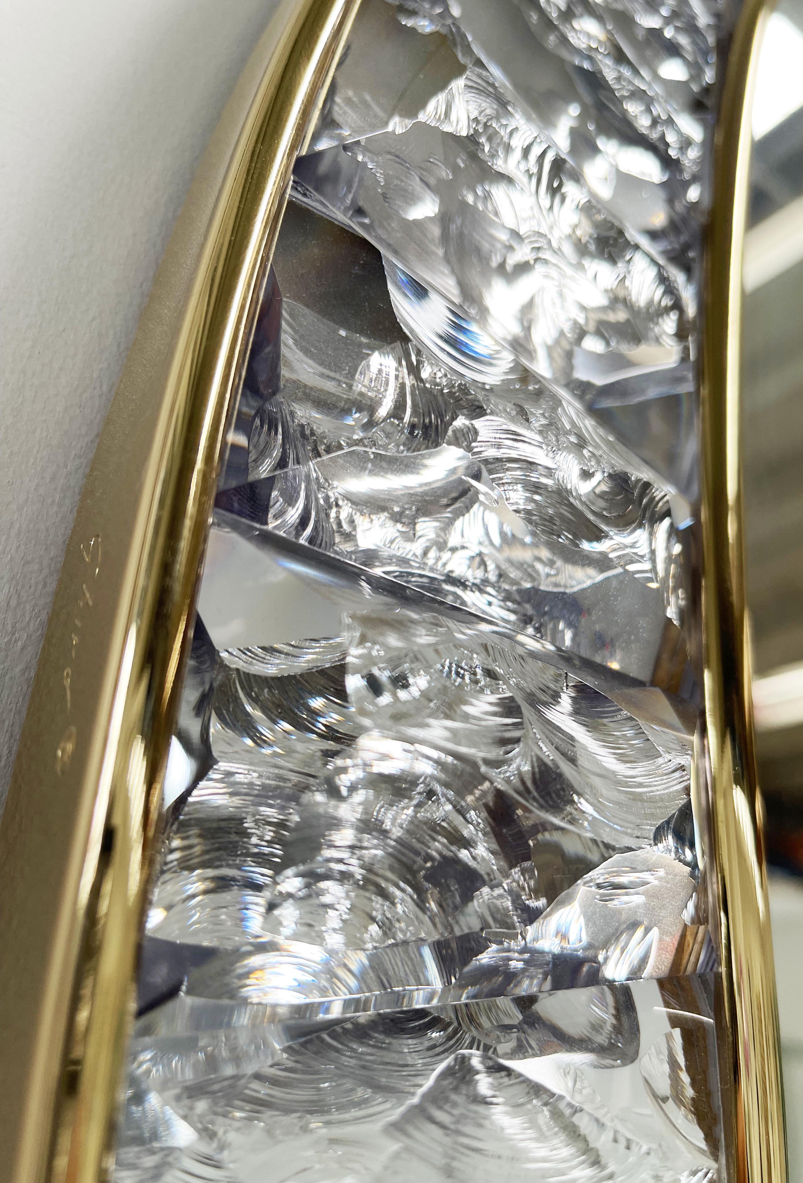 Miroir martel contemporain fait à la main en cristal, laiton et or 24 carats par Ghir Studio Neuf - En vente à Pieve Emanuele, Milano