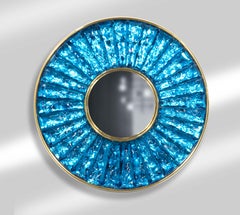 Contemporary by Ghirò Studio 'Mini Martelè' Blue Crystal, Brass and 24 Kt Gold