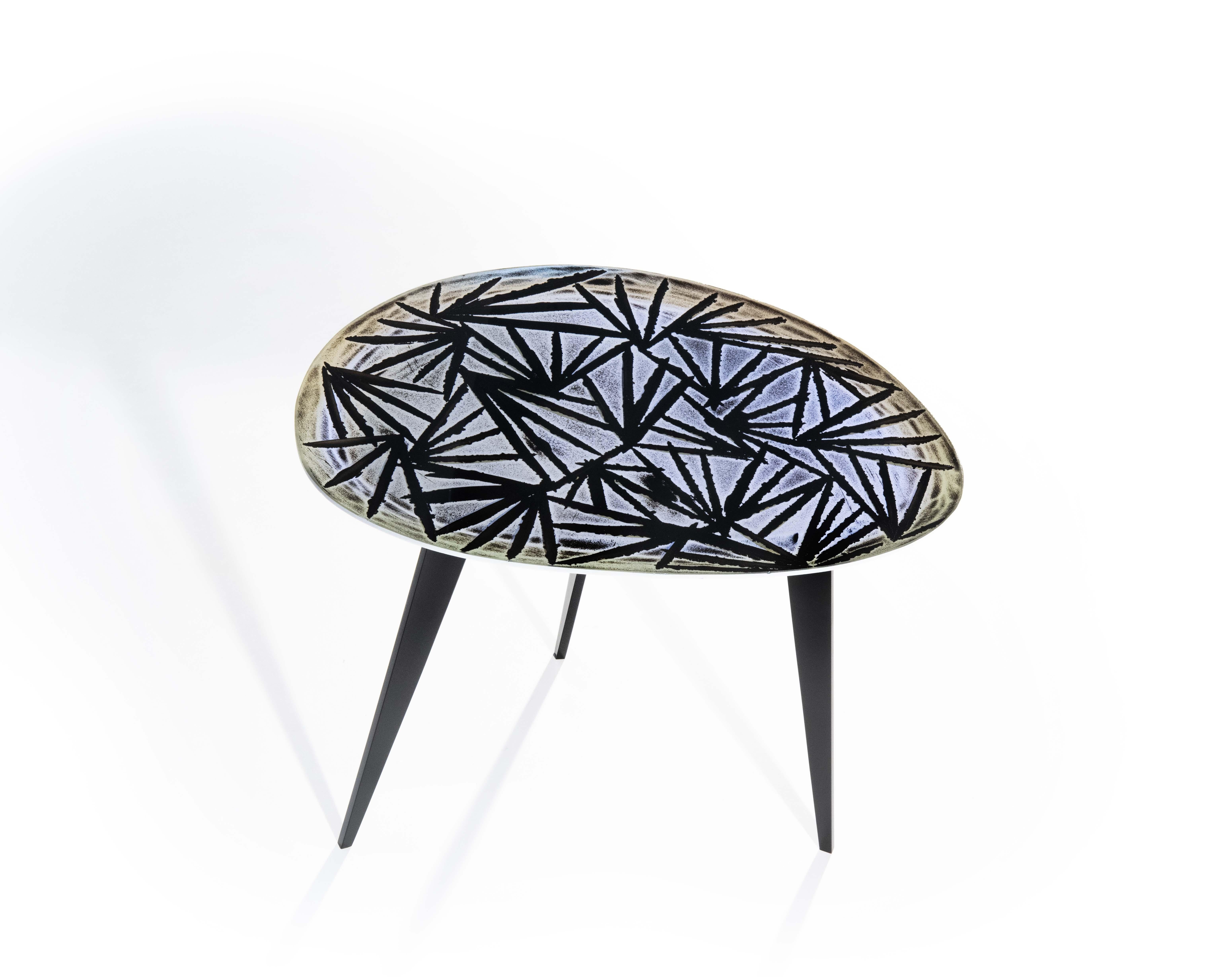 italien Contemporary by Ghirò Studio Table basse 'Monten' Cristal irisé et laiton en vente