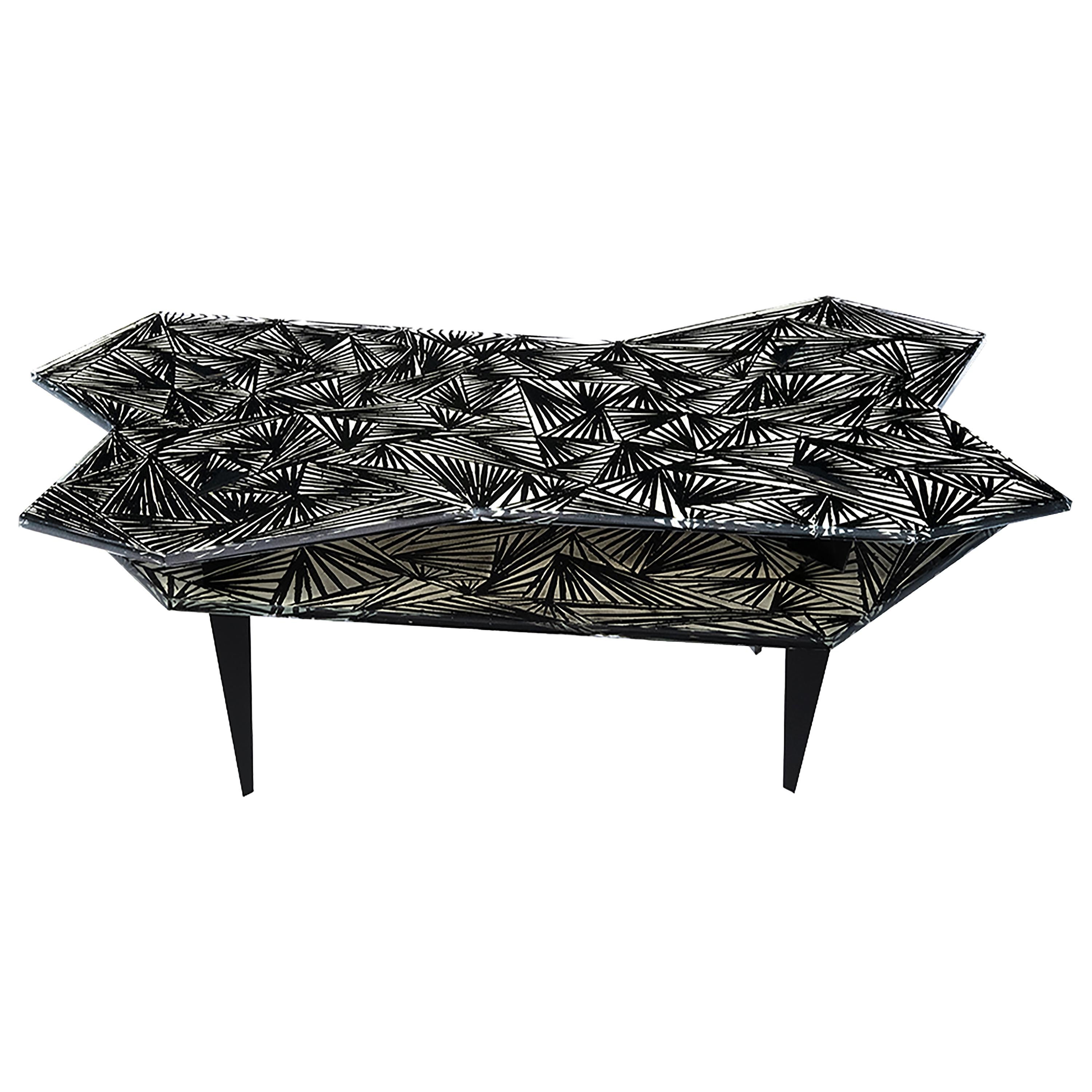 Contemporary 'Montén' Coffee Table Iridescent Crystal and Brass by Ghirò Studio