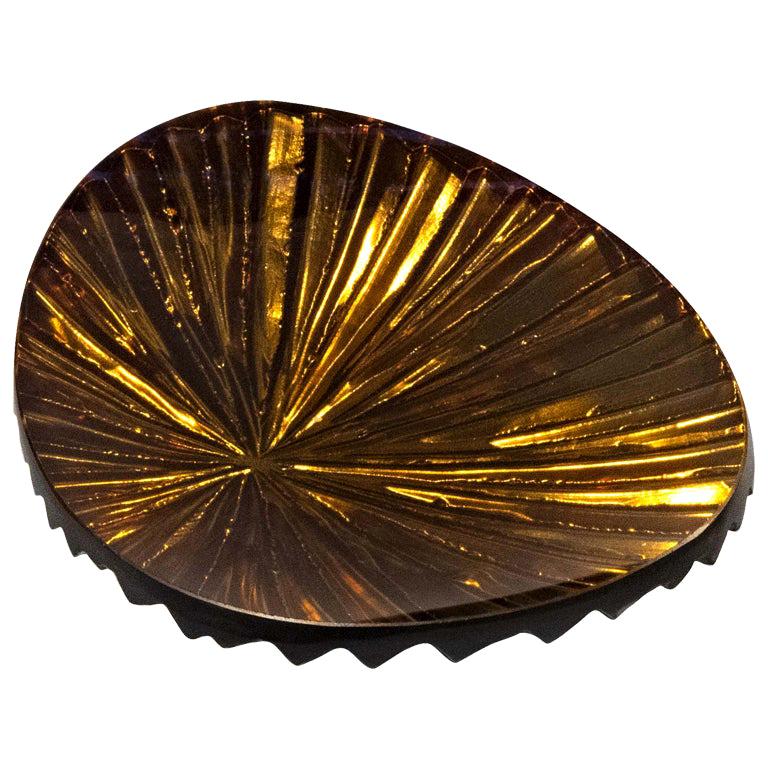 Contemporary 'Oasi' Bowl Amber and Gold Crystal Medium Size by Ghirò Studio