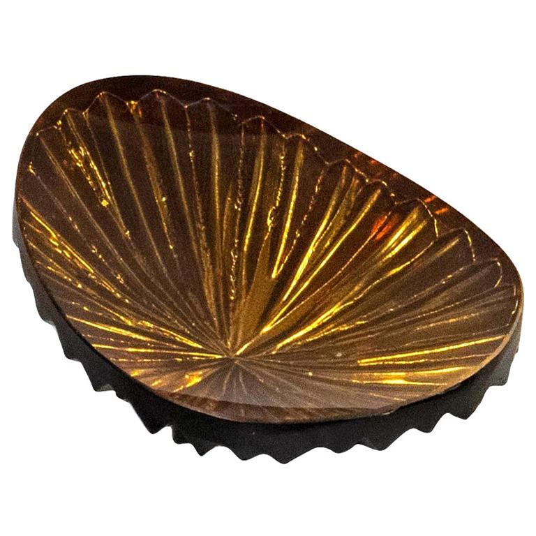 Contemporary 'Oasi' Bowl Amber and Gold Crystal Small Size by Ghirò Studio