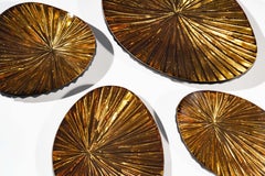Contemporary 'Oasi' Set of Six Crystal Bowls Amber and Gold by Ghirò Studio