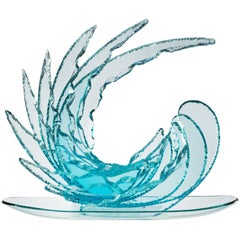 Contemporary 'Wave' Kristall-Skulptur Aquamarin Handcrafted by Ghirò Studio