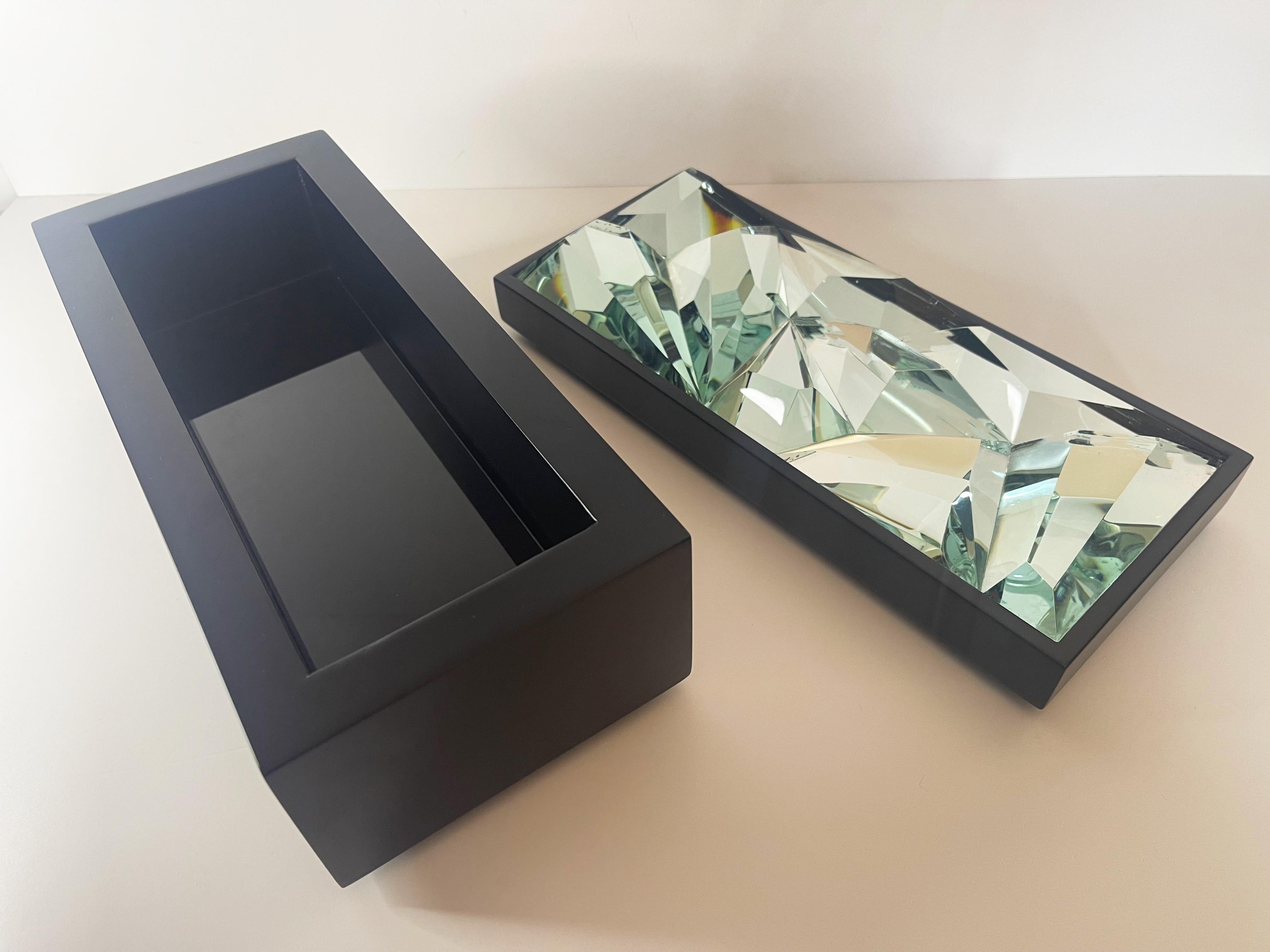 Contemporary 'Pixel' Jewelry Box Handmade Black Wood and Glass by Ghirò Studio For Sale 3