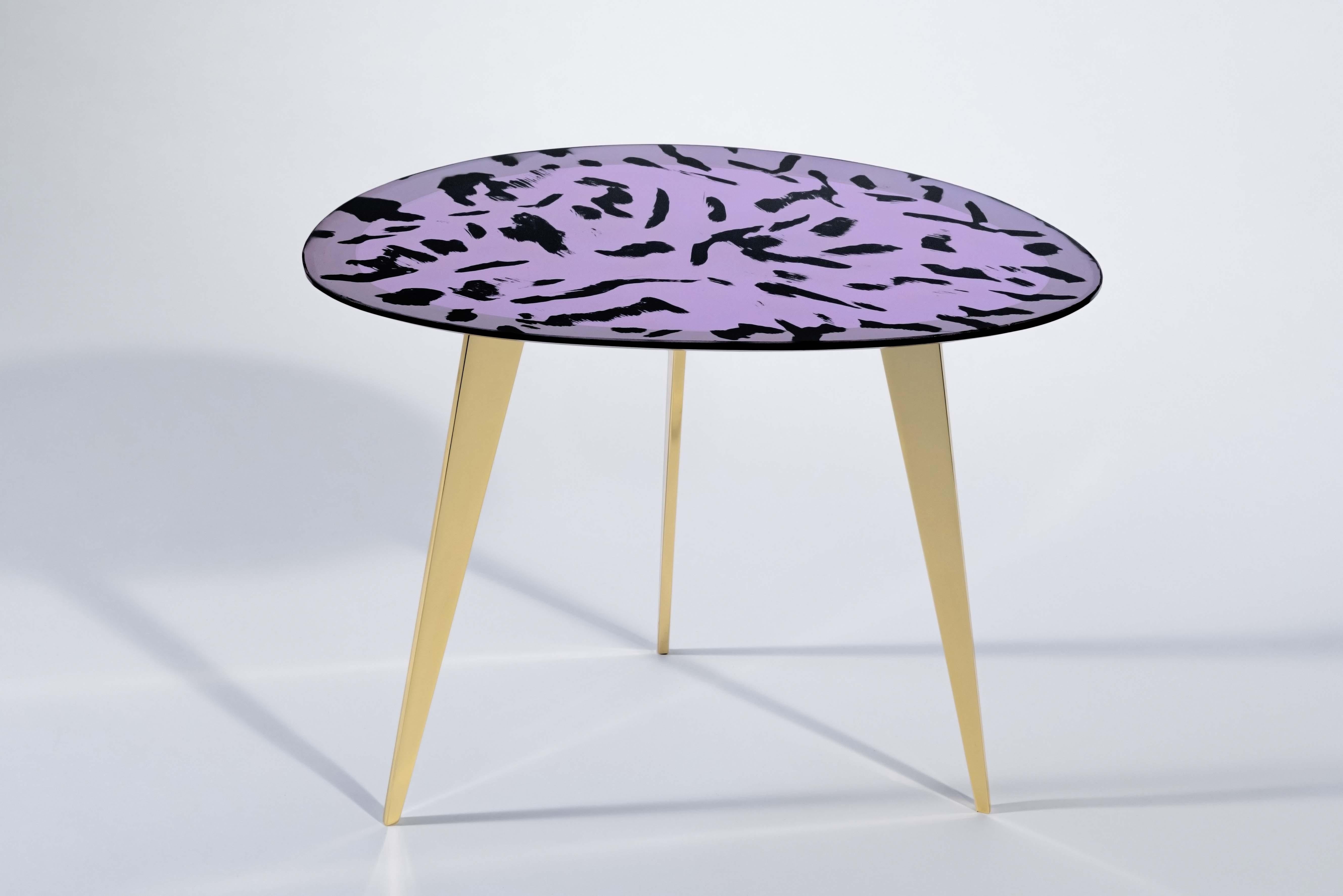 Italian Contemporary 'Puà' Coffee Table Pink Crystal and Polished Brass by Ghirò Studio For Sale