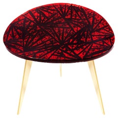 Contemporary by Ghirò Studio 'Rubino' Coffee Table Red Crystal and Brass
