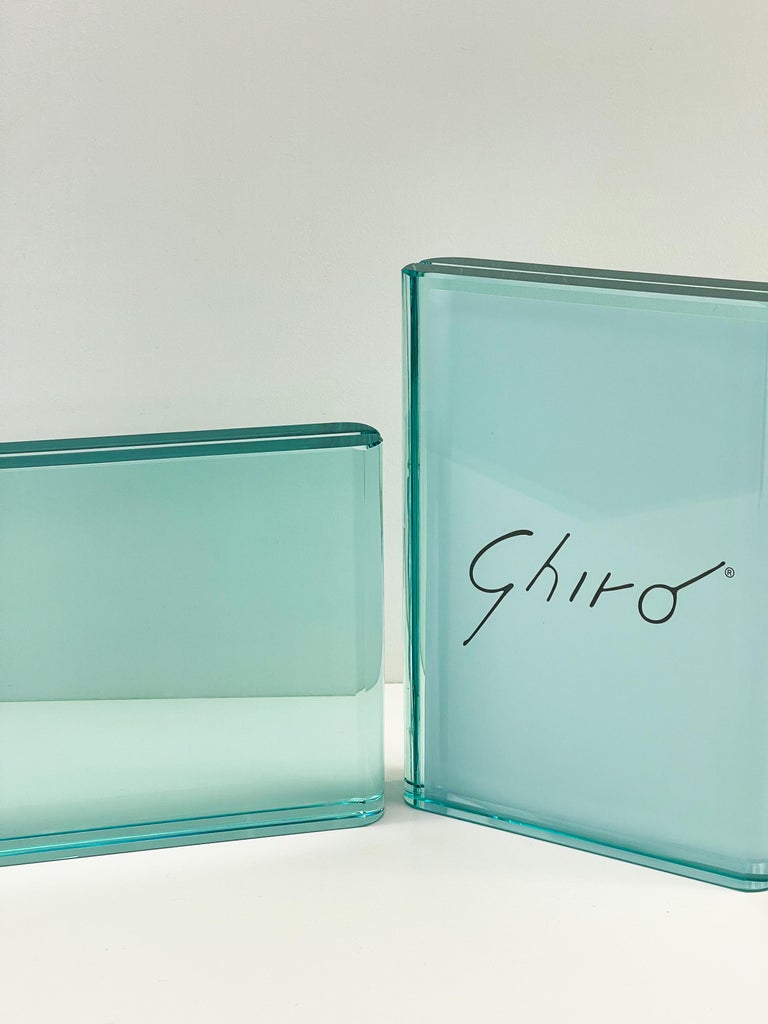 Hand-Crafted Contemporary Set of Two Handmade Aquamarine Crystal Photo Frames by Ghirò Studio For Sale