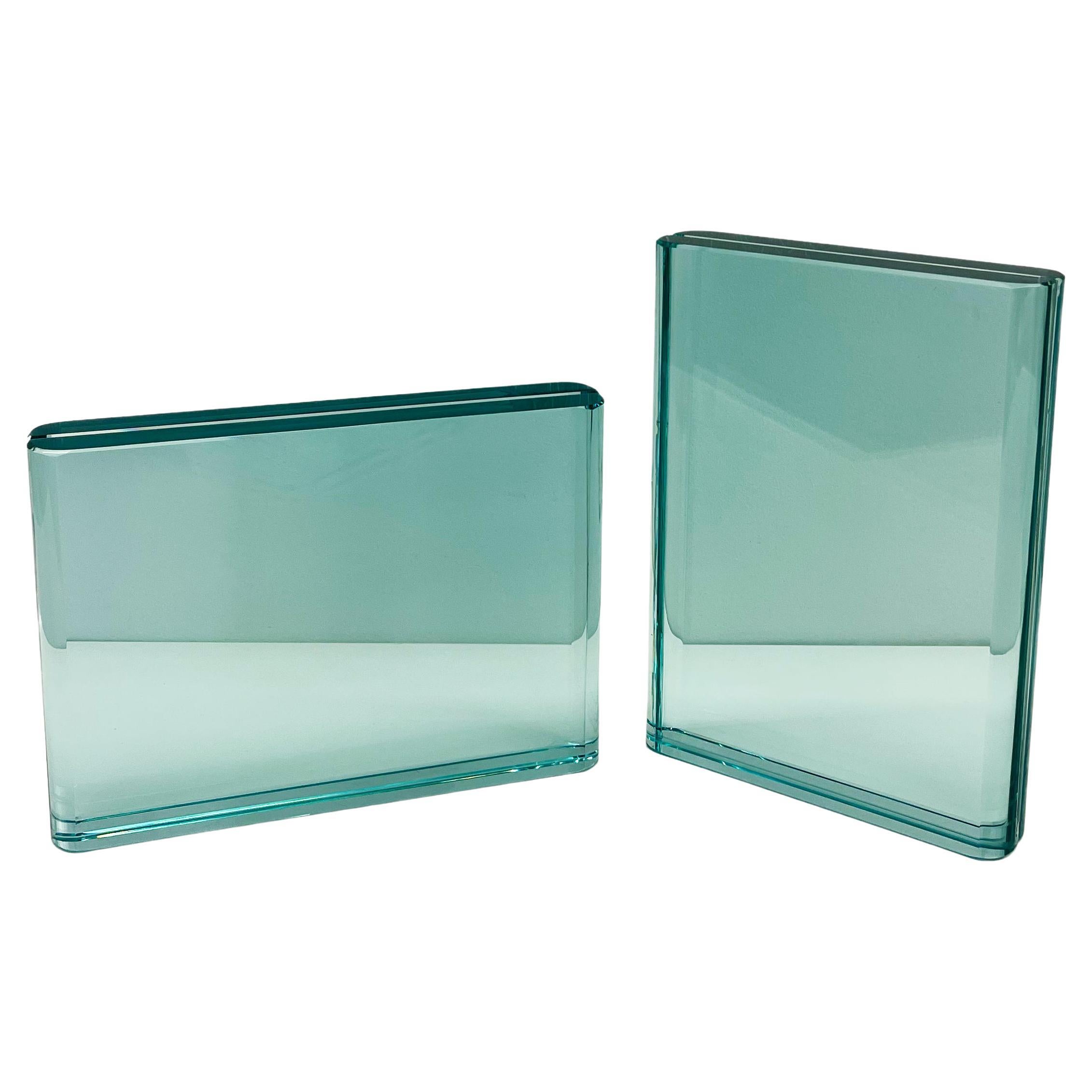 Contemporary Set of Two Handmade Aquamarine Crystal Photo Frames by Ghirò Studio For Sale