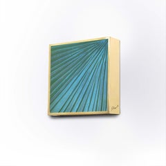 Contemporary 'Square' Sconce Aquamarine Crystal, Brass and Gold by Ghirò Studio