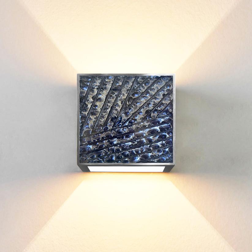 Modern Contemporary by Ghirò Studio 'Square' Sconce Dark Blue Crystal and Brass For Sale