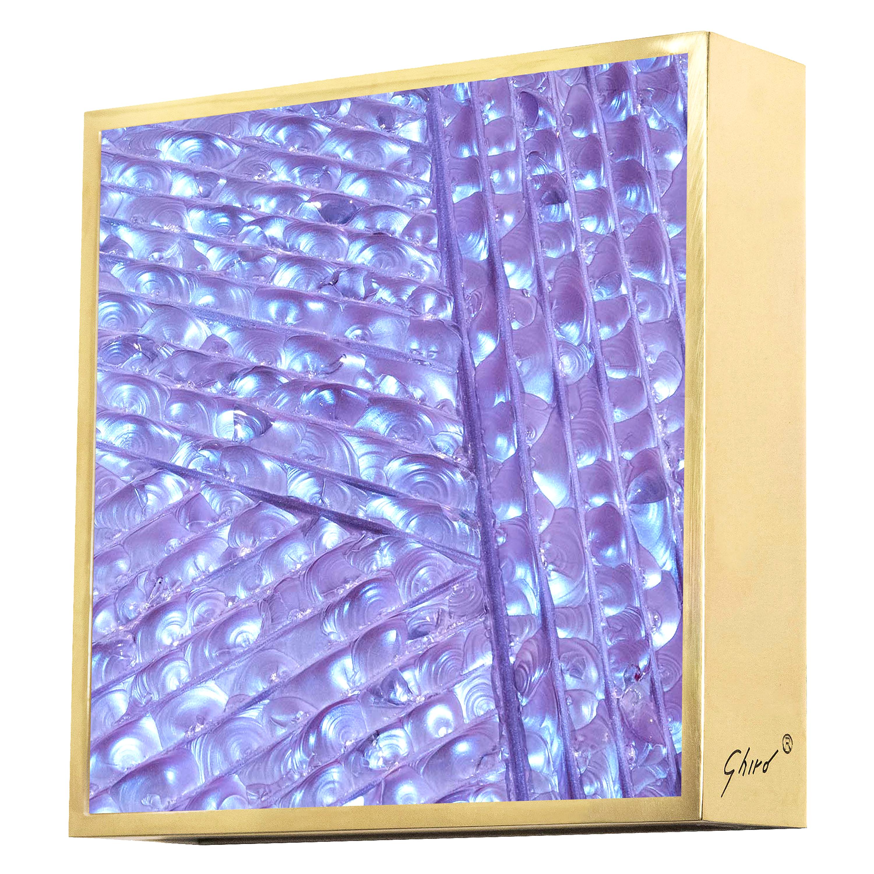 Contemporary by Ghirò Studio 'Square' Sconce Iridescent Blue and Purple Crystal