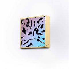 Contemporary by Ghirò Studio 'Square' Sconce Iridescent Pink Crystal and Brass