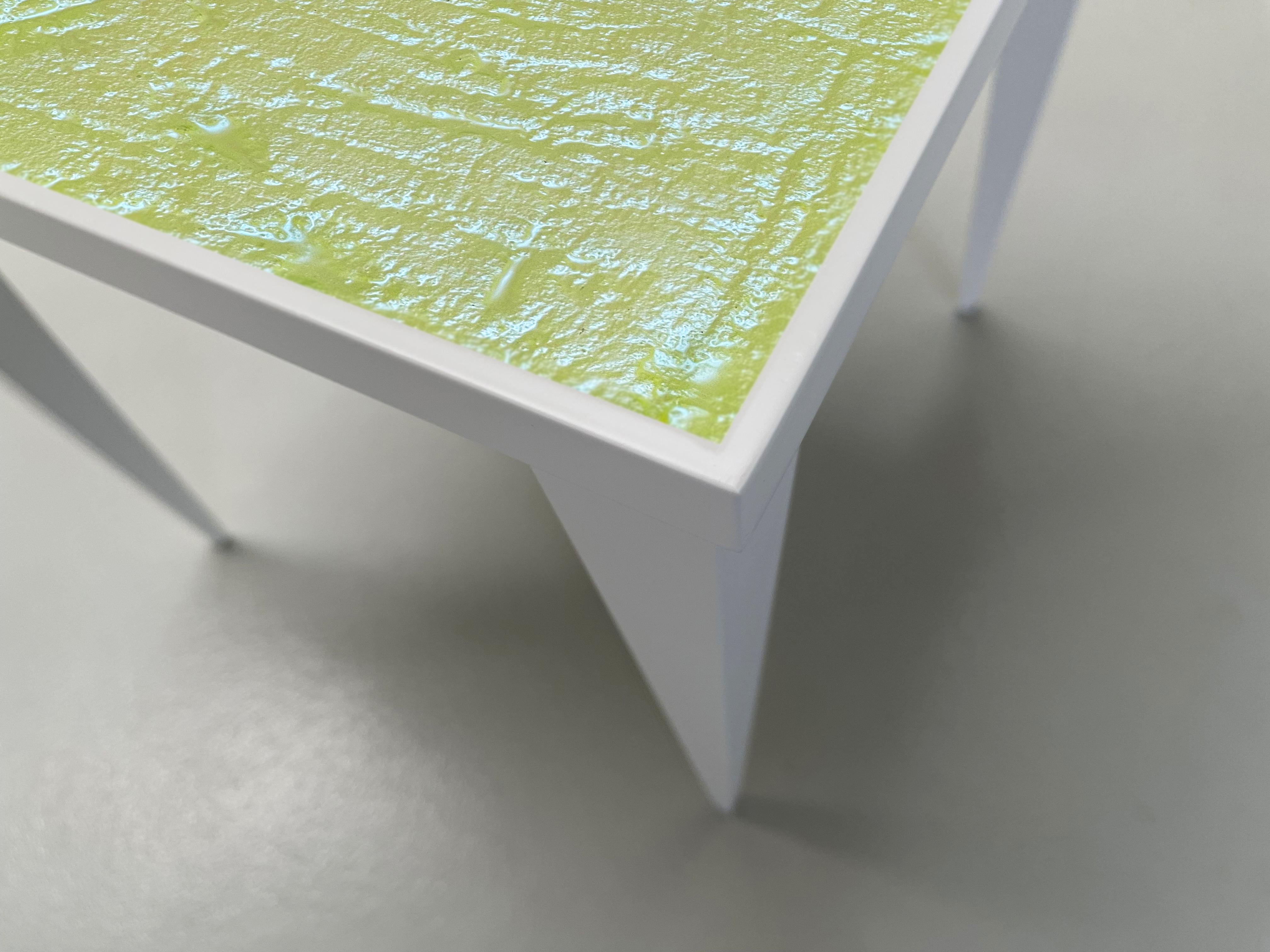 Italian Contemporary ‘Square’ Table Yellow Crystal and Oak Wood Handmade by Ghirò Studio For Sale