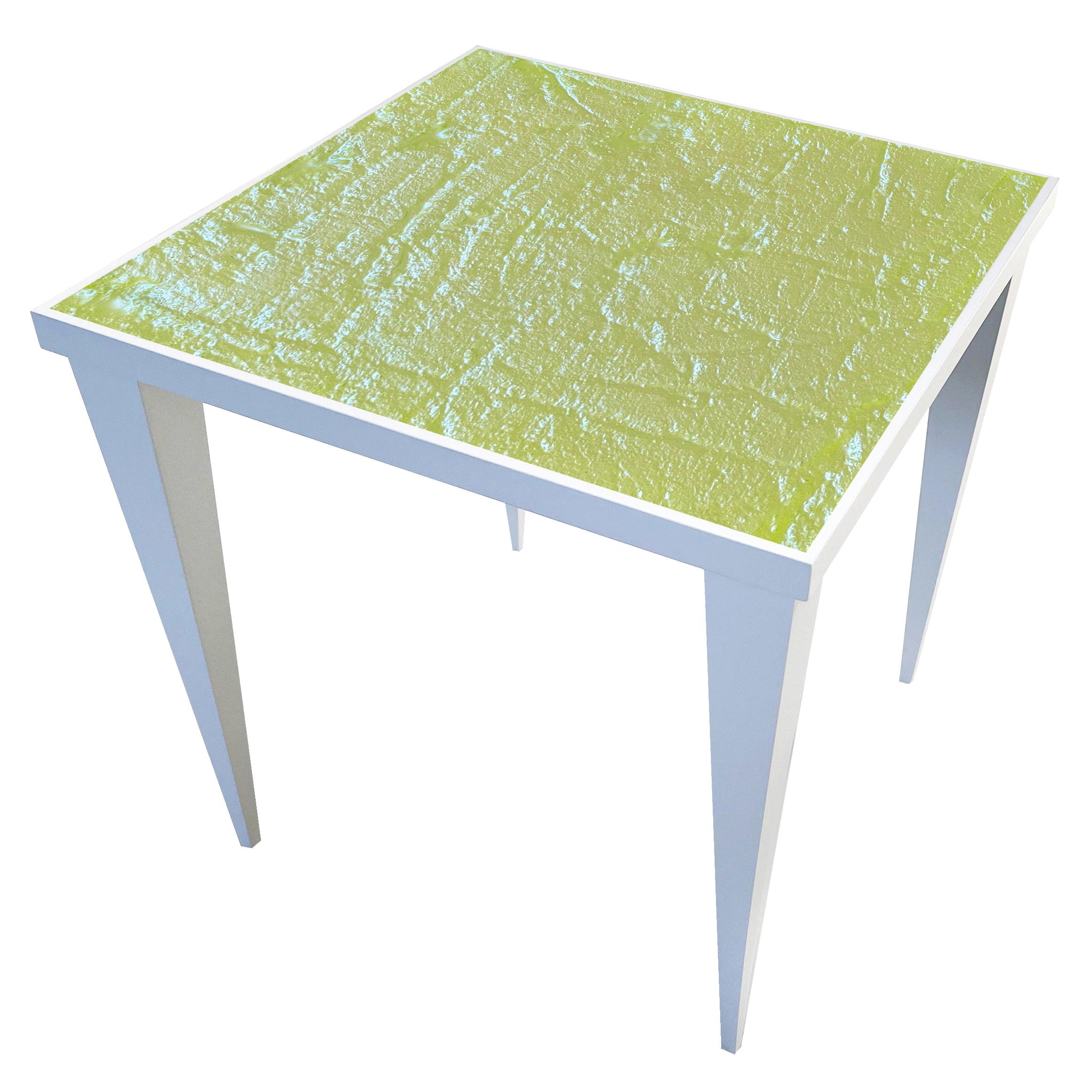 Contemporary 'Square' Tisch Gelbes Kristall und Oak Wood Handmade by Ghirò Studio