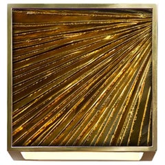 Contemporary by Ghirò Studio 'Square' Sconce Amber Crystal, Brass and 24Kt Gold