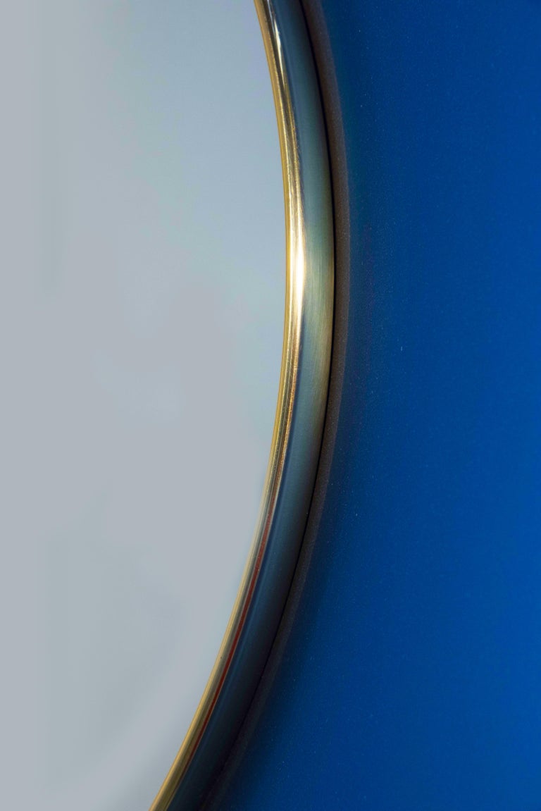 Contemporary 'Undulate' Wall Mirror Satin Blue Crystal Handmade by Ghirò Studio In New Condition For Sale In Pieve Emanuele, Milano
