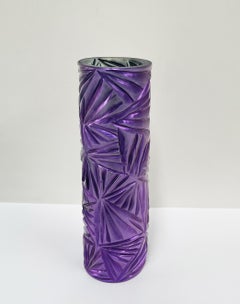 Contemporary Vase Purple Crystal Hand Engraved by Ghirò Studio