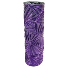 Contemporary Vase Purple Crystal Hand Engraved by Ghirò Studio