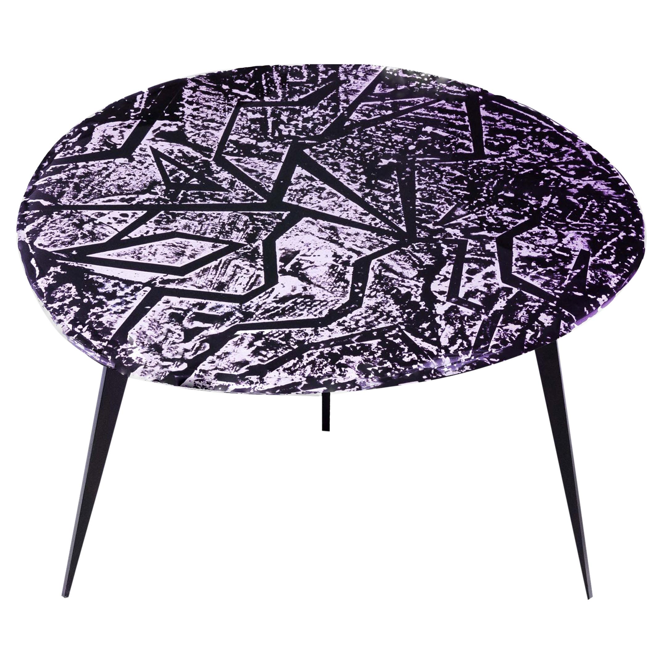 Contemporary 'Zig-Zag' Coffee Table Amethyst Crystal and Brass by Ghirò Studio For Sale
