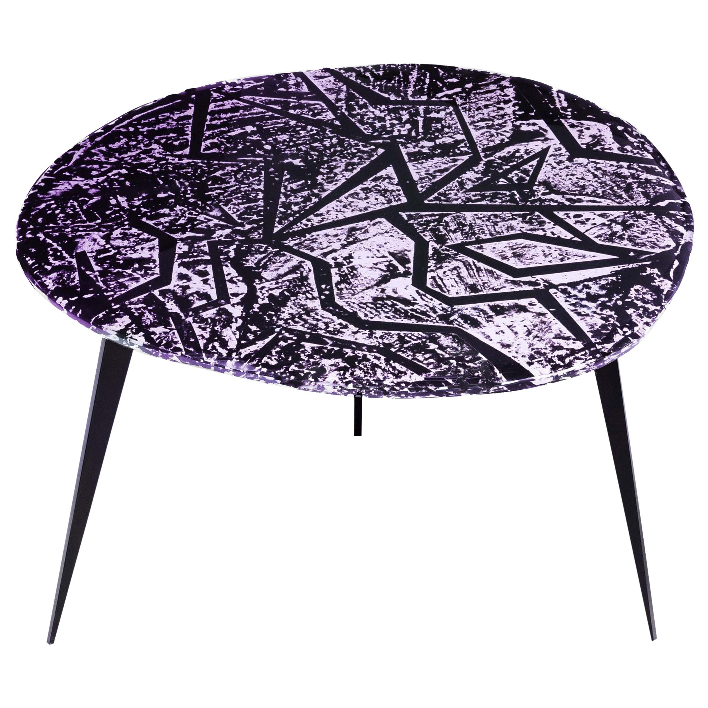 Contemporary 'Zig-Zag' Coffee Table Amethyst Crystal and Brass by Ghirò Studio For Sale