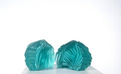 Serre-livres gravé en cristal sculpté contemporain de Ghir Sudio, pièce unique