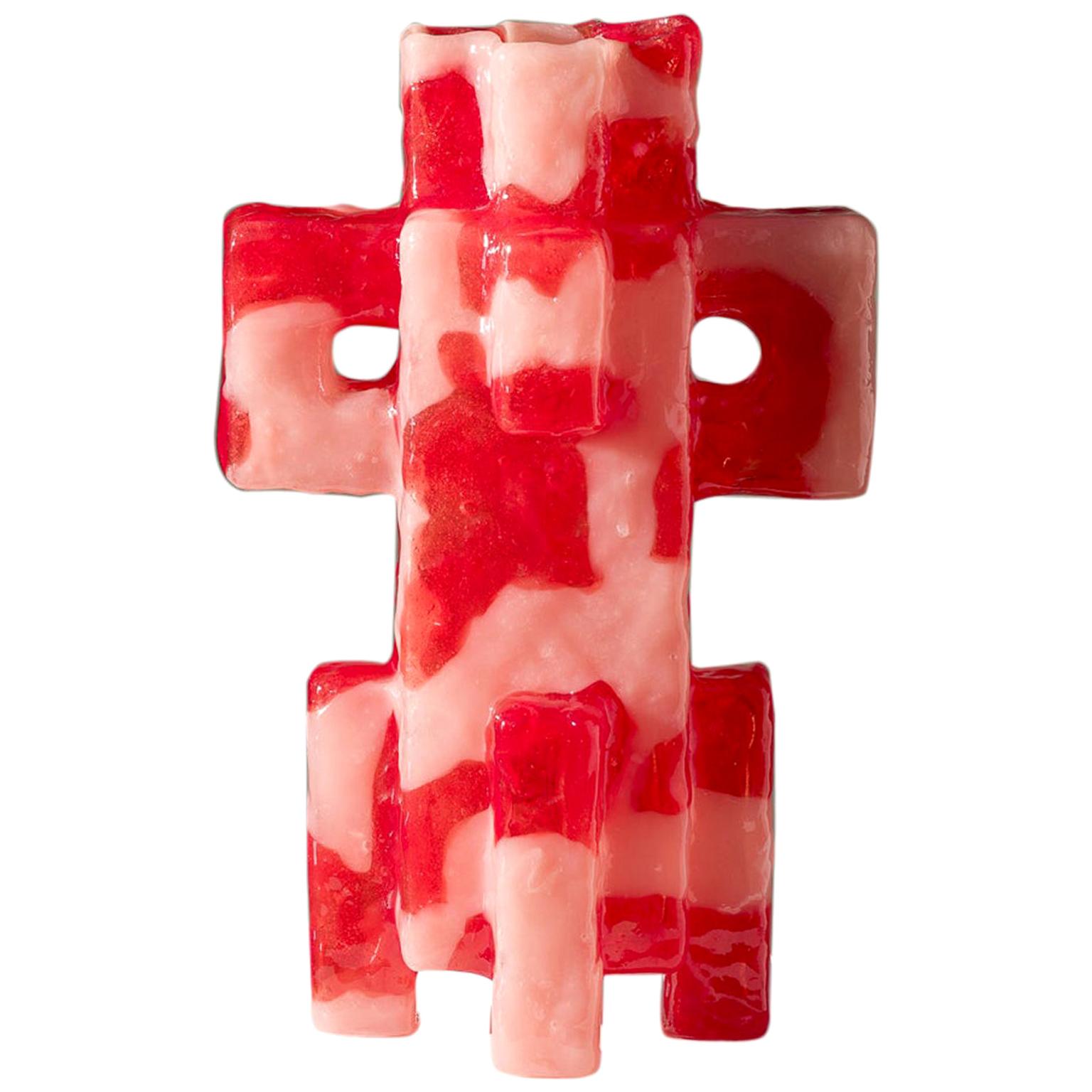 Contemporary by Las Animas Keru 201 Sculpture Vase Vessel Epoxi Resin Red White For Sale at 1stDibs