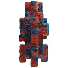 Contemporary by Las Animas Keru 214 Sculpture Vase Vessel Resin Red Blue