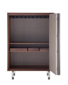 Meuble de rangement contemporain en placage de bois et acier par Lucarelli e Rapisarda